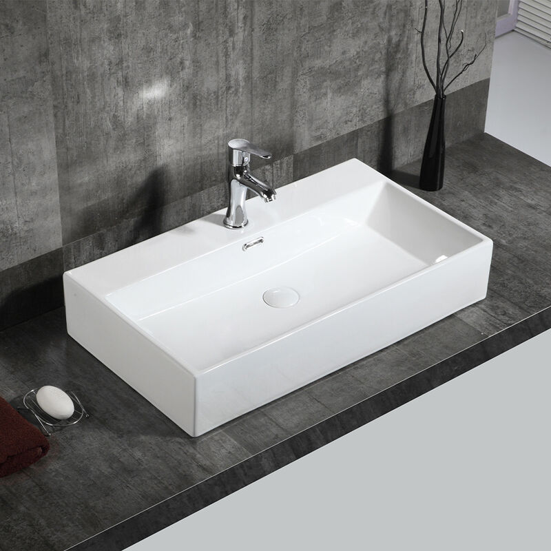 A&E Bath and Shower Adelmo White Ceramic Rectangular Bathroom Sink image number 2