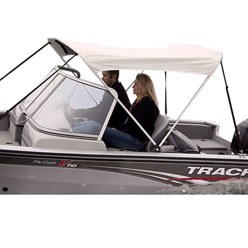 Shademate White Vinyl 2-Bow Bimini Top, 5'6"L x 42"H, 73"-78" Wide image number 1