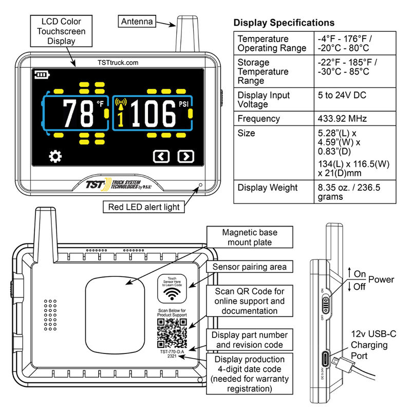TST 770 Series 4 Flow-Thru TPMS System w/ Color Display & Repeater image number 4