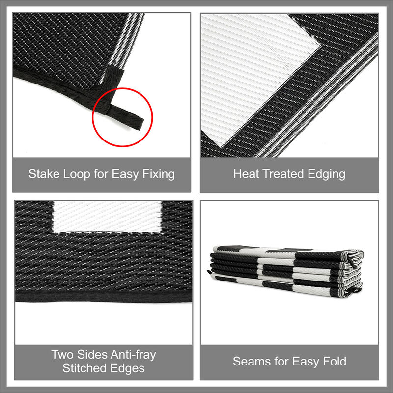 Venture Forward Reversible RV Patio Mat w/ Carry Bag, Checkered Frame image number 10