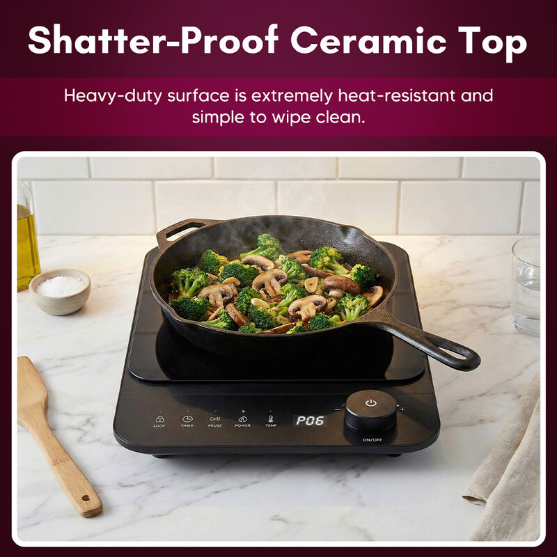 Elite Gourmet SlimStore Induction Cooktop, Black image number 5