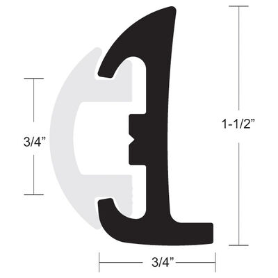Taco Semi-Rigid Black Rub Rail Kit With 50' Black Insert, 1.5"H x .75"D
