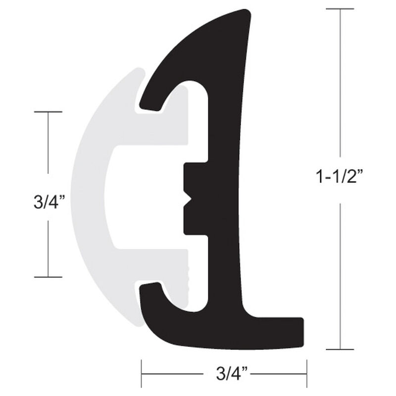 Taco Semi-Rigid Black Rub Rail Kit With 50' Black Insert, 1.5"H x .75"D image number 1