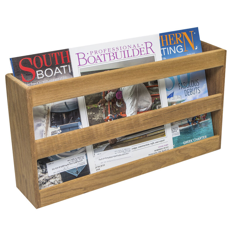 Whitecap Teak Double-Wide Magazine Rack image number 1
