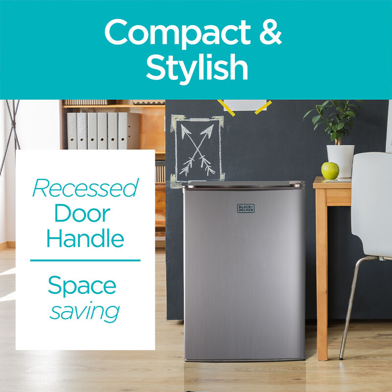 Black+Decker 2.5 cu. ft. Mini Fridge with Freezer, VCM Stainless Look image number 2
