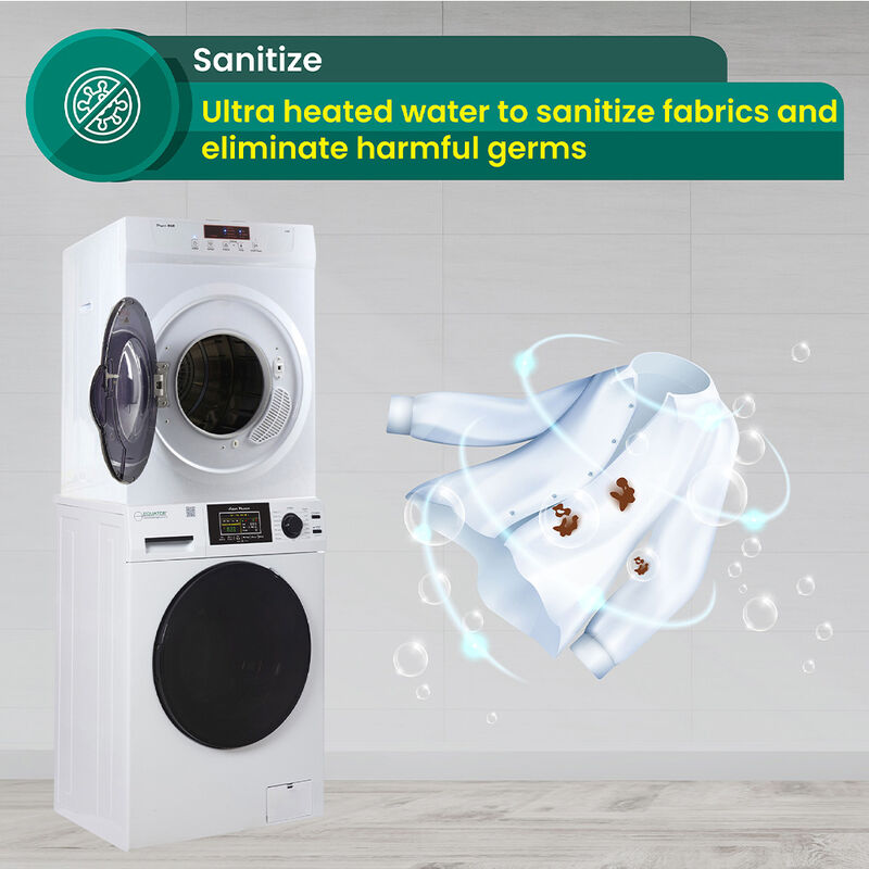 Equator Apartment Stackable 15-lb. Washer + 3.5 cu.ft. Vented Dryer, 110V, White image number 8