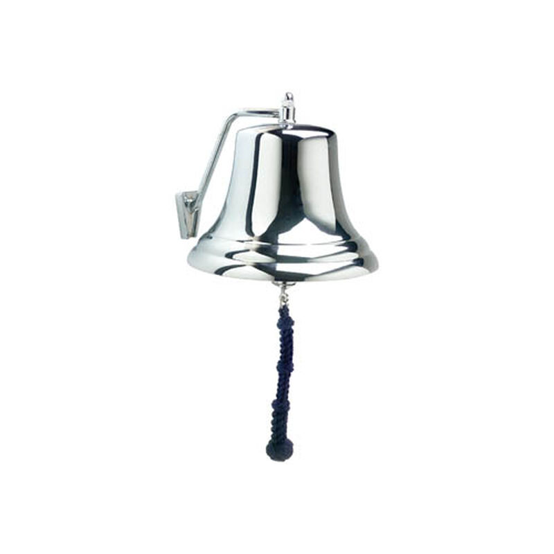 Weems & Plath 12" Chrome Bell with Navy Monkey's Fist Lanyard  image number 1