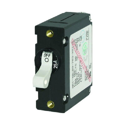 Blue Sea Circuit Breaker A-Series Toggle Switch, Single Pole, 25A, White