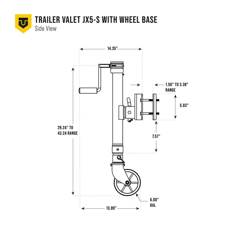 Trailer Valet 5,000 lbs Side Pipe Mount Bracket Drill Jack w/ Wheel image number 11