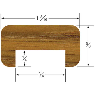 Whitecap Teak 3/4" Track Bulkhead Molding, 5 ft.