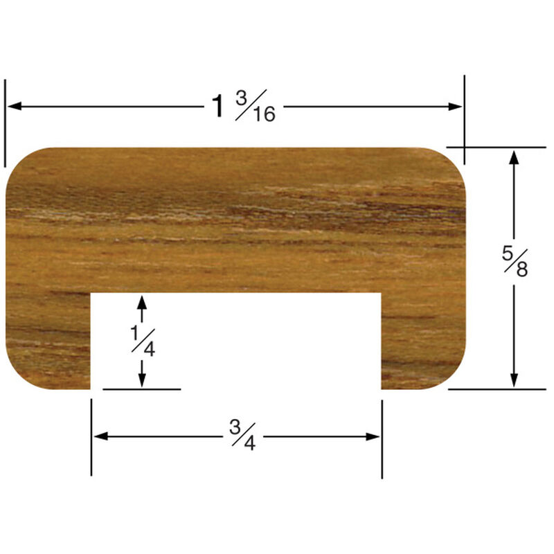 Whitecap Teak 3/4" Track Bulkhead Molding, 5 ft. image number 1
