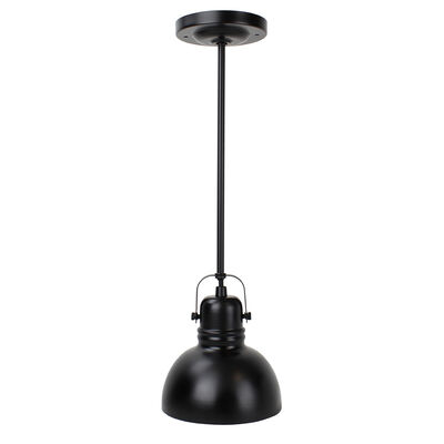 ITC Industrial Pendant Lamp, Smooth Black, Diffused LED, No Switch