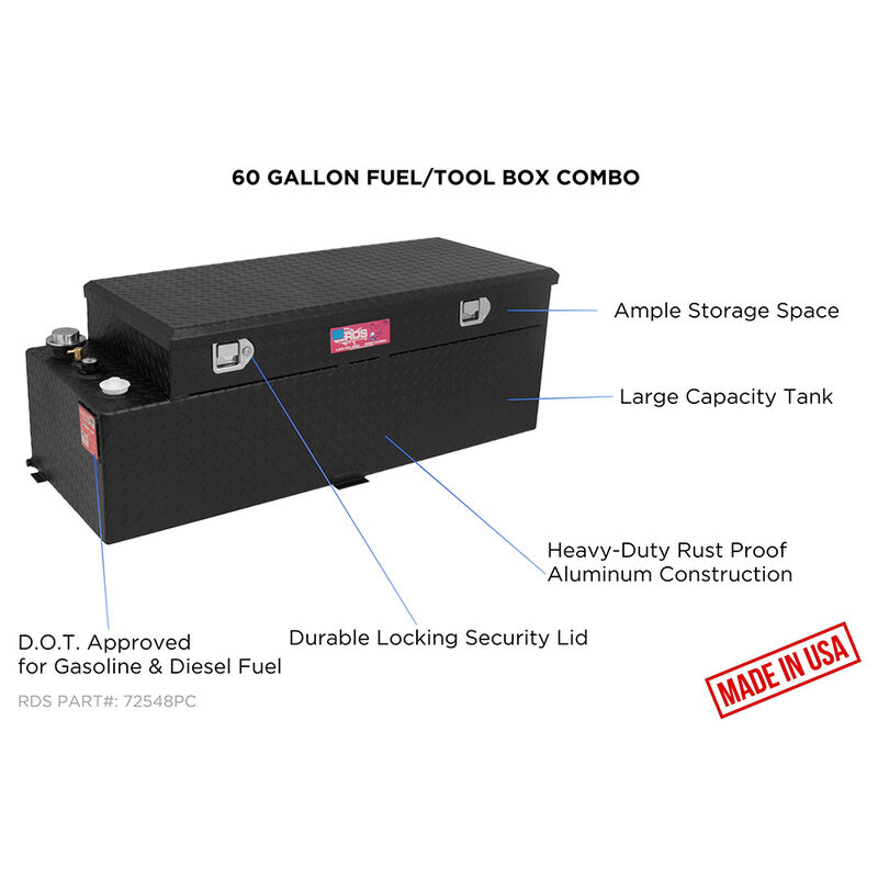 RDS 60-Gallon Black Powder Coat Transfer Fuel Tank & Toolbox Combo  image number 2