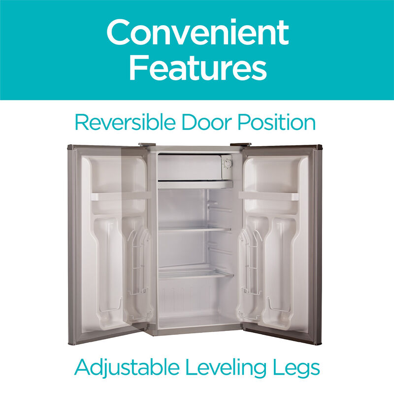 Black+Decker 3.2 cu. ft. Mini Fridge with Freezer, VCM Stainless Look image number 7