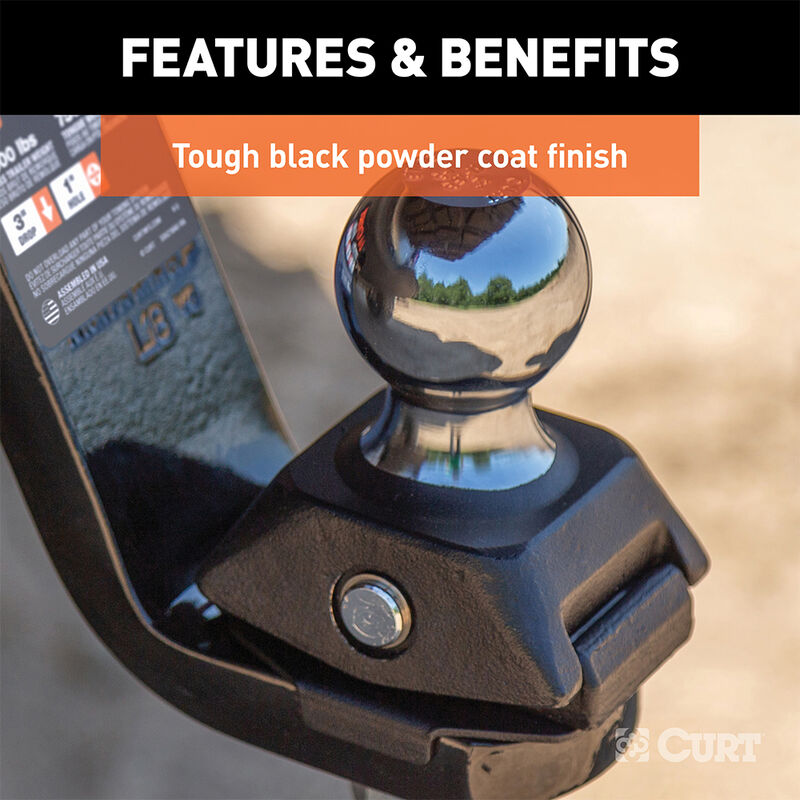 CURT RockerBall Cushion Hitch w/2" Ball, 7500-lb., 2" Shank, 3" Drop image number 3