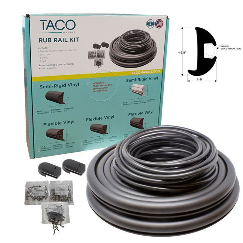 TACO Marine Flexible Rub Rail Kit, 1-7/8" X 1-1/8", Black with Black Insert, 50 Feet image number 2