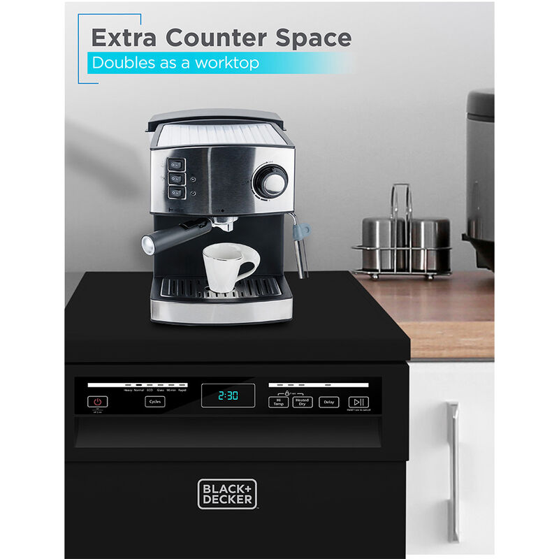 Black+Decker Portable 8 Place Setting Dishwasher, Black image number 7