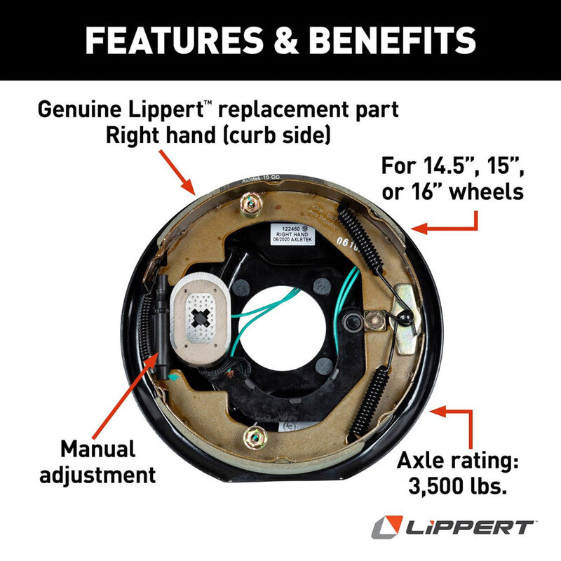 Lippert Electric Trailer Brake Assembly - 10" x 2.25" 3,500-lb. Axles, Right Side image number 3