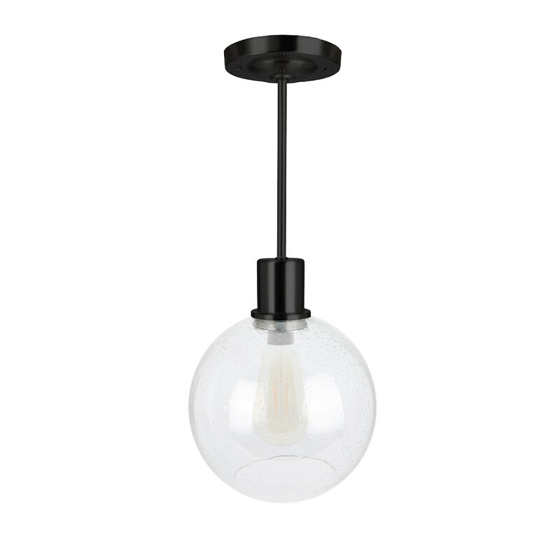 ITC Tom.E Collection Pendant Light, Matte Black, Bubble Globe, 2700K Pear Amber Bulb image number 1